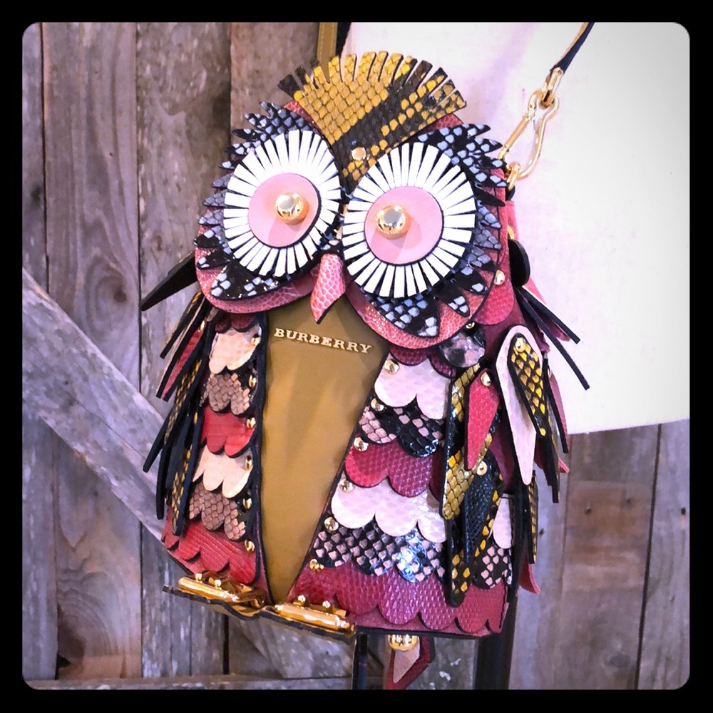 ❤️Burberry owl snakeskin leather&suede bag❤️